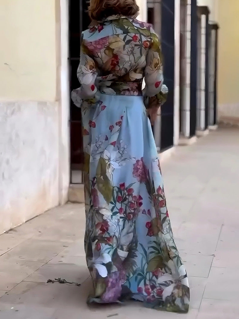 Camisa elegante con estampado floral de acuarela