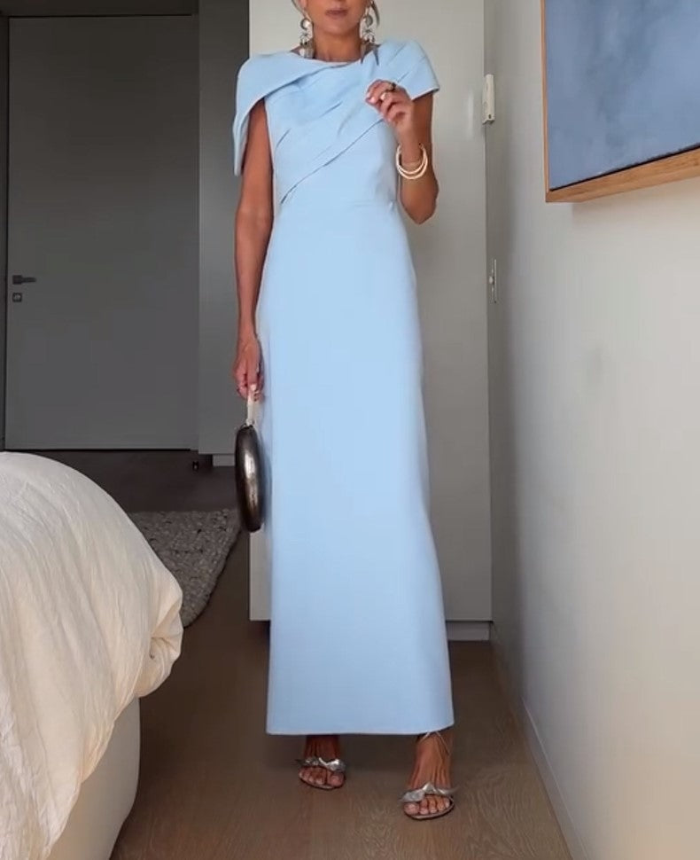 Elegantes, asymmetrisch drapiertes Maxikleid für Damen mit einer Schulter, figurbetont, für formelle Anlässe