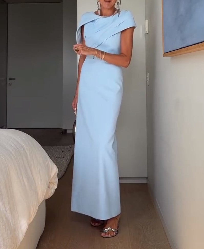 Elegantes, asymmetrisch drapiertes Maxikleid für Damen mit einer Schulter, figurbetont, für formelle Anlässe