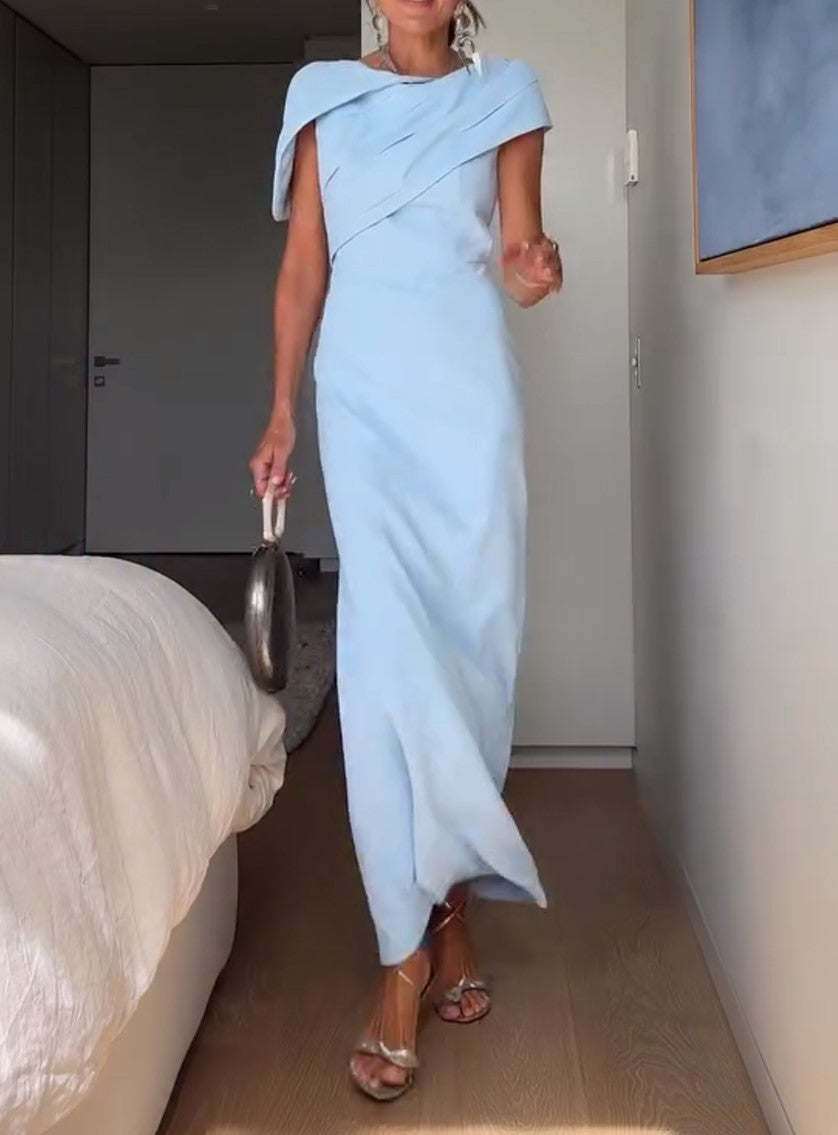 Elegantes, asymmetrisch drapiertes Maxikleid für Damen mit einer Schulter, figurbetont, für formelle Anlässe