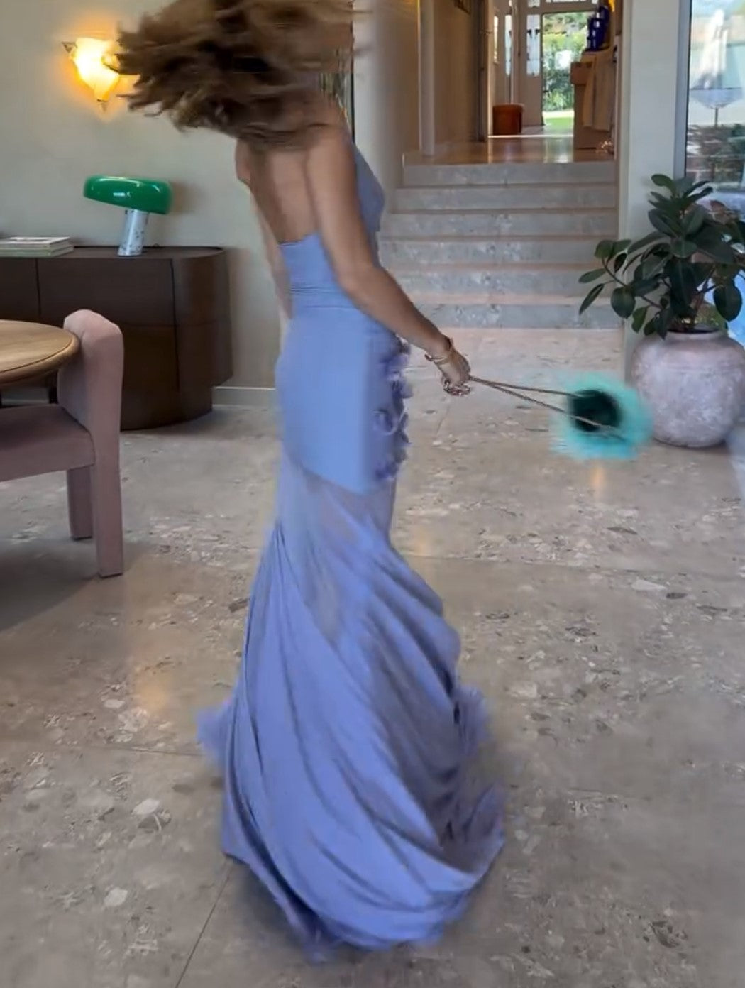 Halter Draped 3D Flower Mermaid Maxi Dress