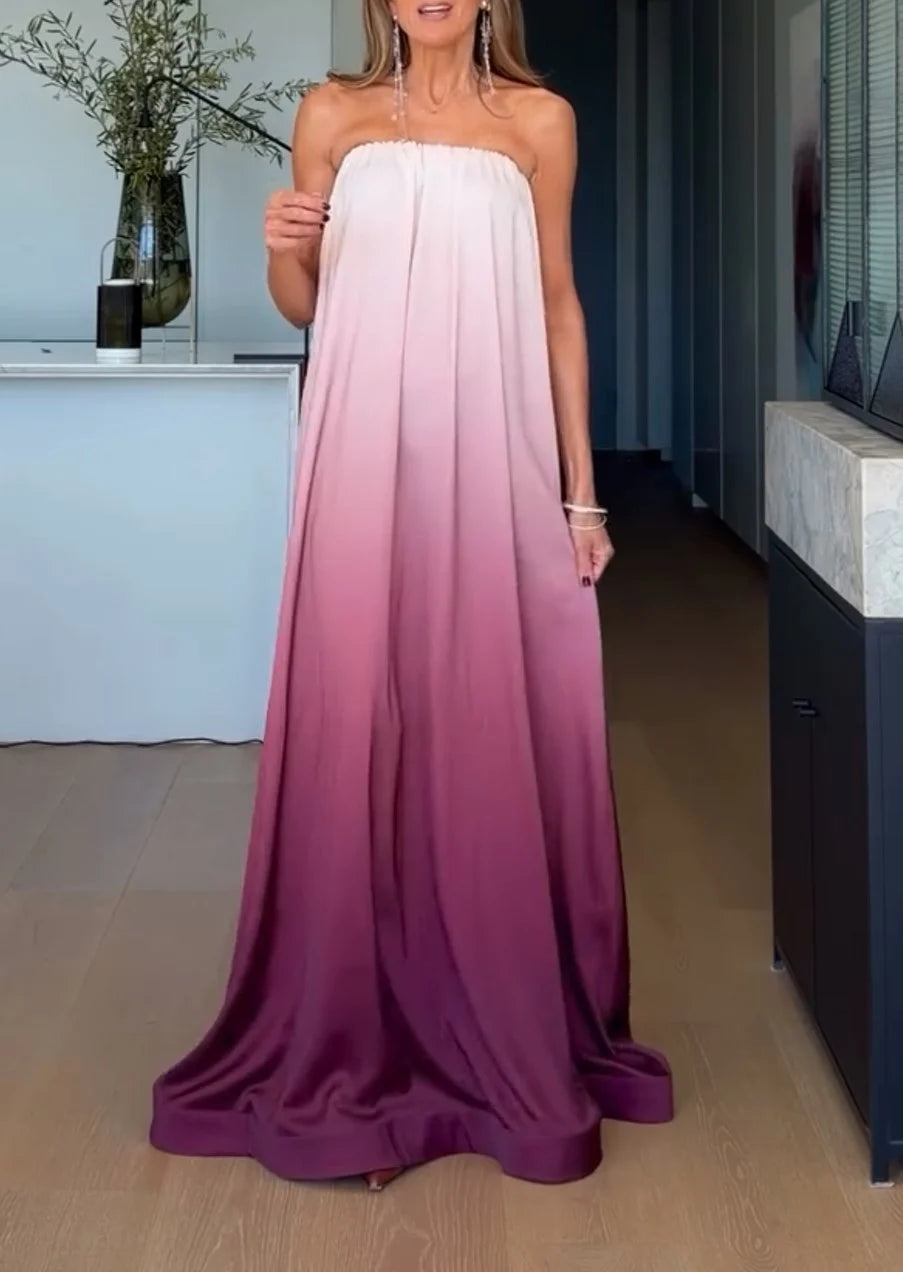 Strapless Ombre Satin Flowy Maxi Dress Floor Length Evening Gown [erp-image:a8c253734bd213a8b51960ac]