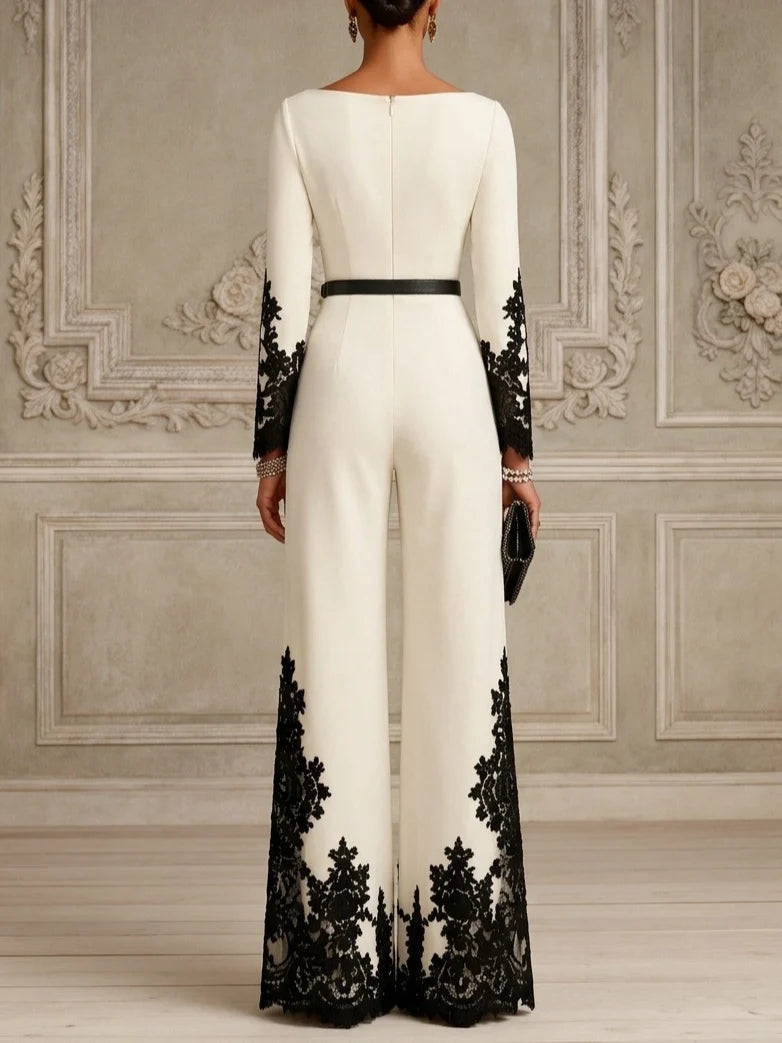 Elegant Long Sleeve Wide Leg Jumpsuit with Contrast Lace Trim [erp-image:576188f329a6e6174db1358a]