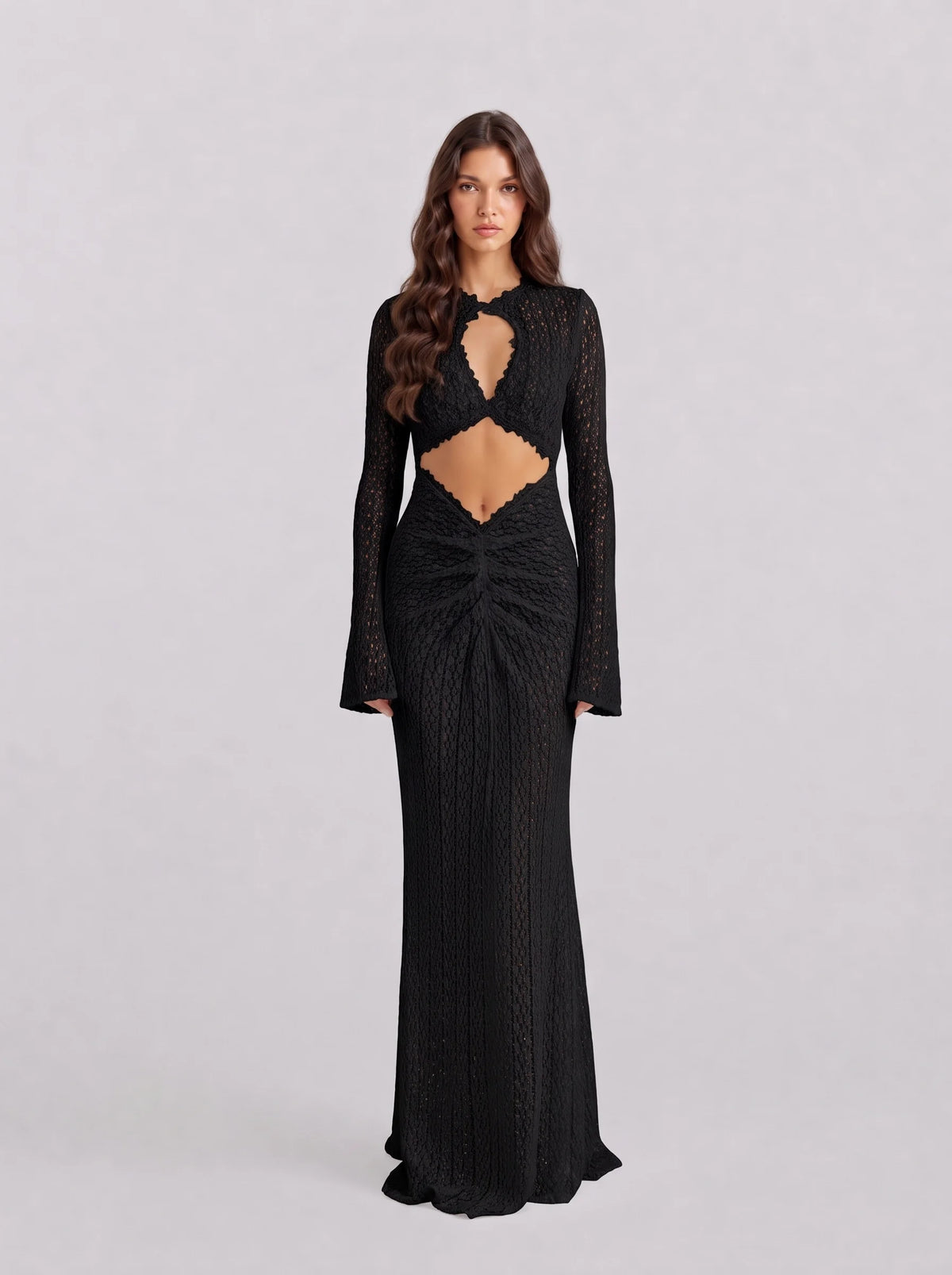 Sheer lace asymmetrical beach vacation dress