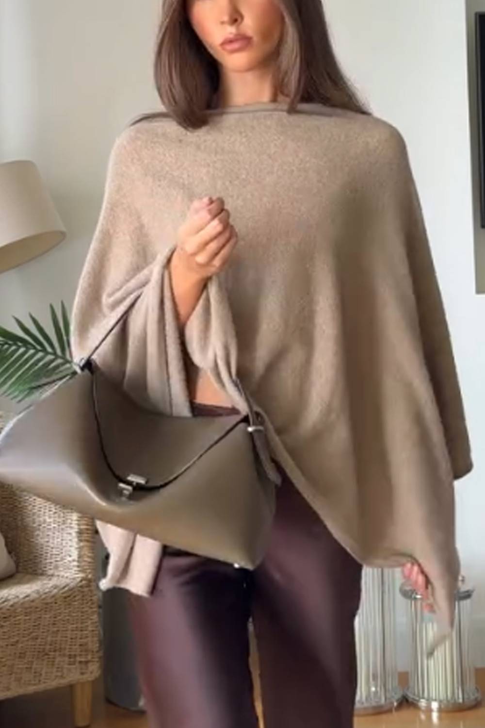 Top poncho oversized com decote barco