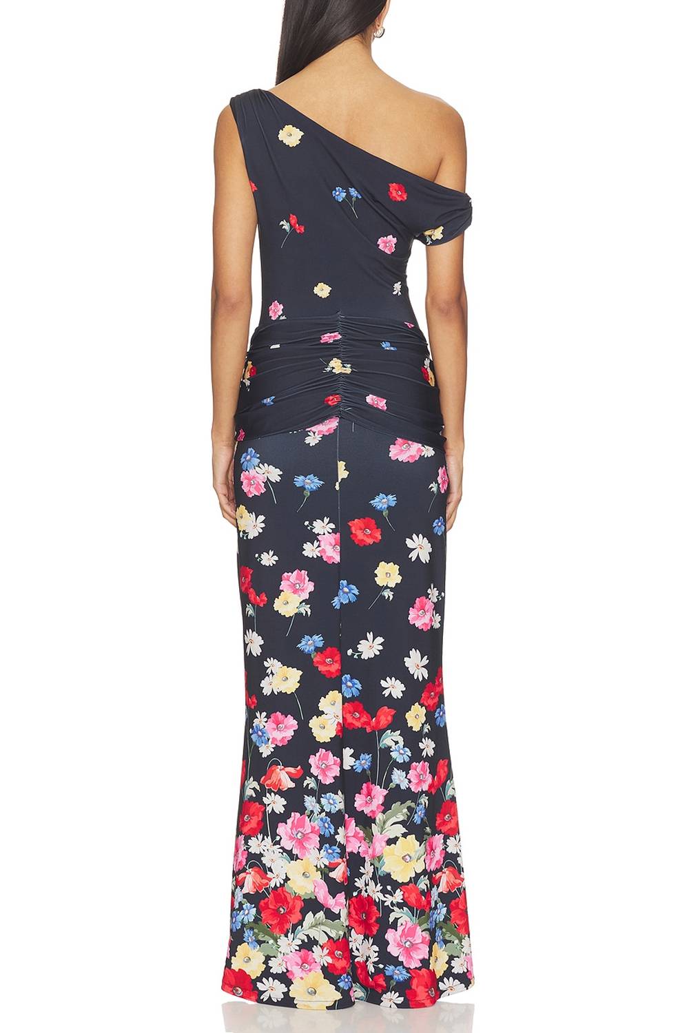Asymmetric Off‑Shoulder Floral Print Twist Waist Mermaid Maxi Dress