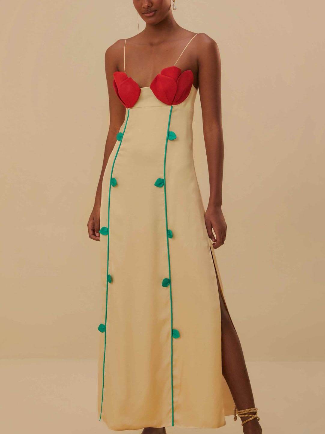 Abito midi smanicato con patchwork a contrasto, alla moda e sensuale