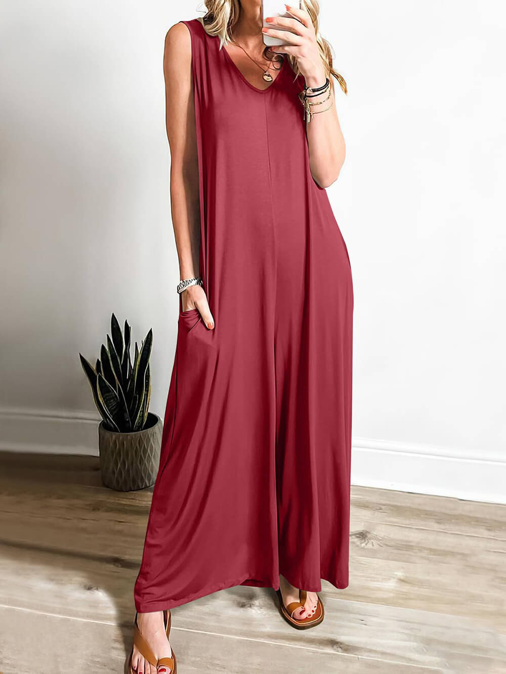 Frischer, lässiger, leichter Jumpsuit mit Taschen