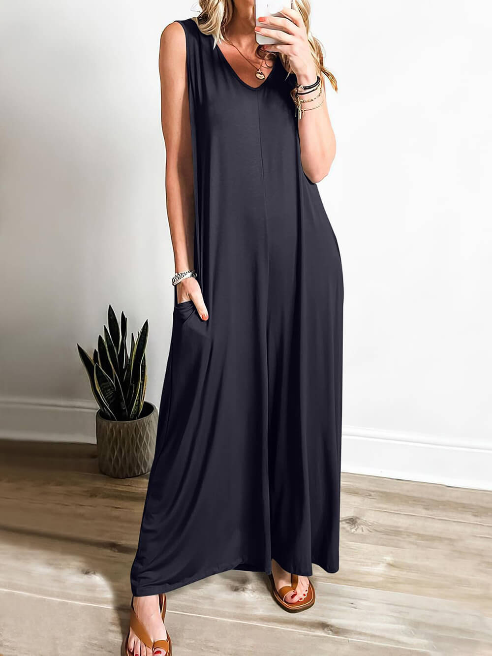 Frischer, lässiger, leichter Jumpsuit mit Taschen