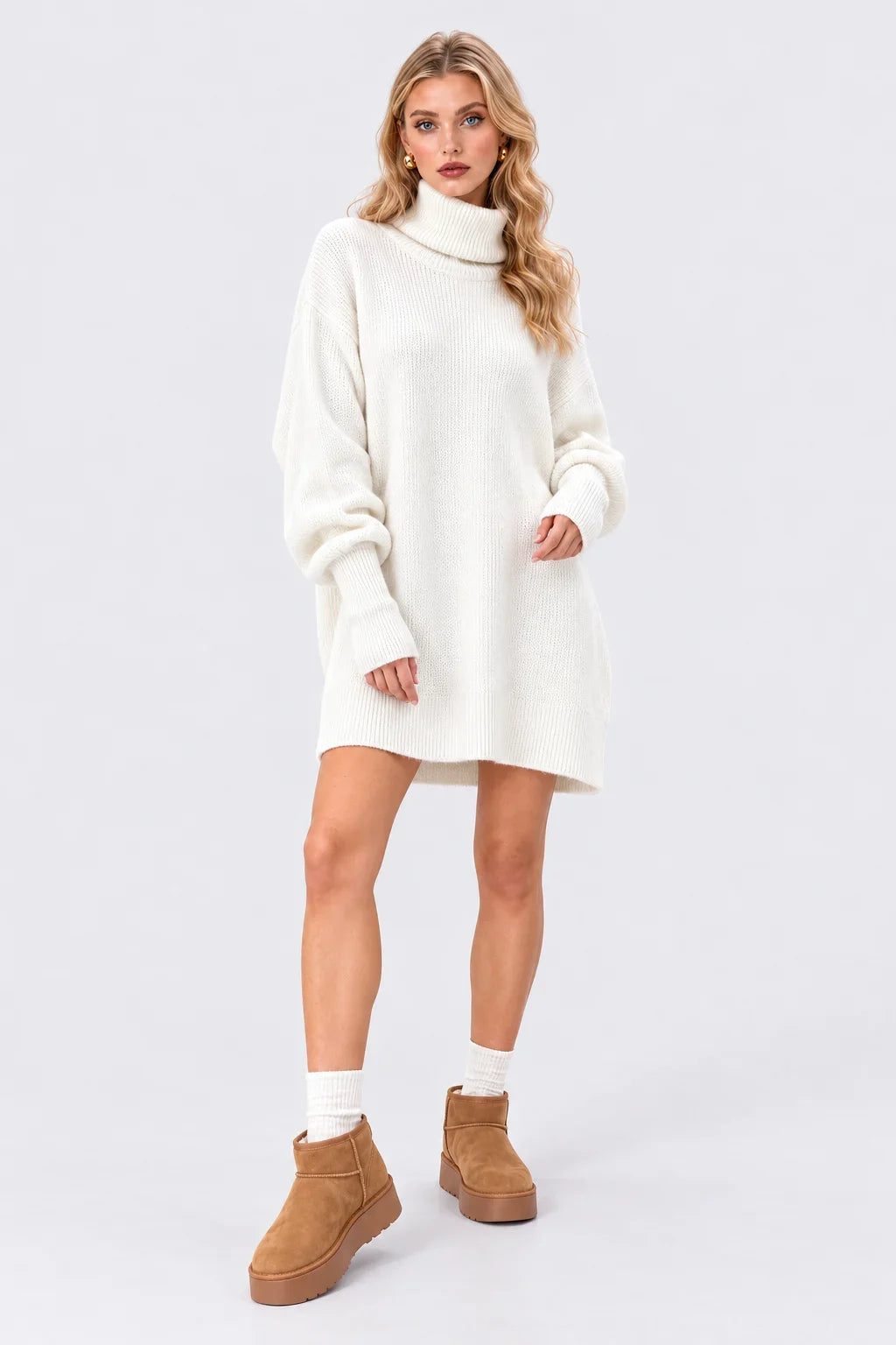 Turtleneck Drop Shoulder Oversized Knit Sweater Dress [erp-image:7dec2169d7ffc673e5f4ff89]