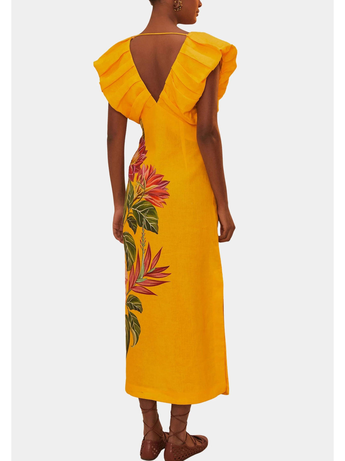 Plissiertes Kleid mit V-Ausschnitt und Print