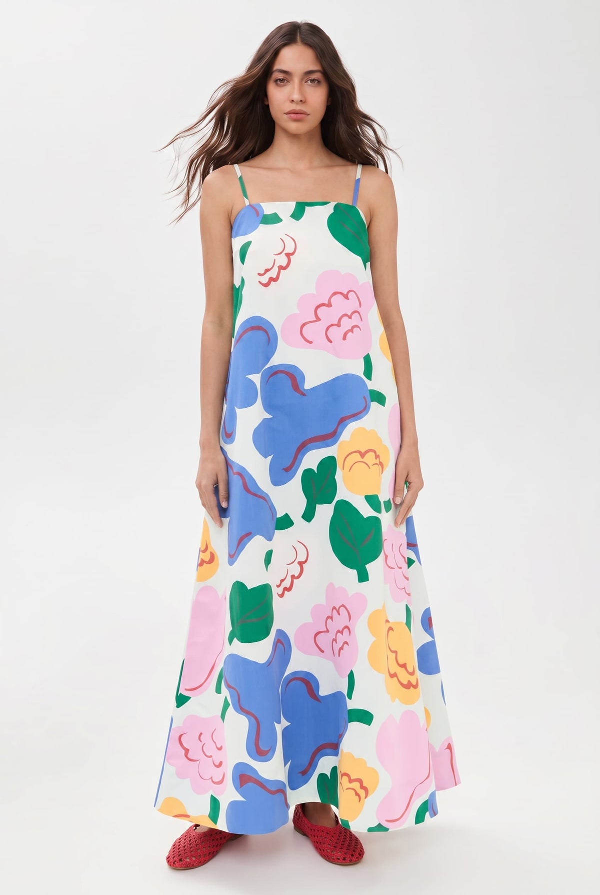 Bedrucktes A-Linien-Maxikleid