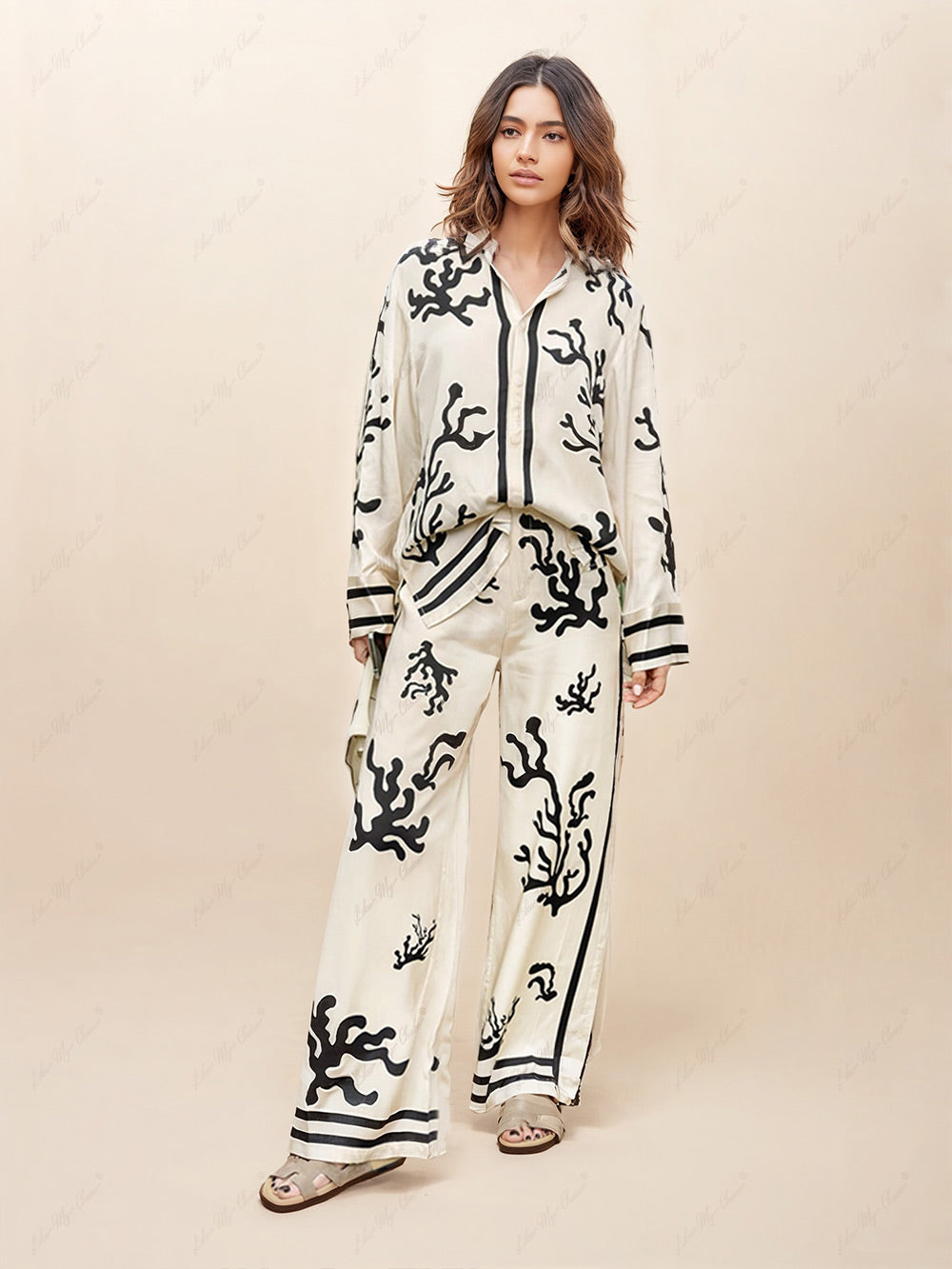 Pantalones estampados de pierna ancha