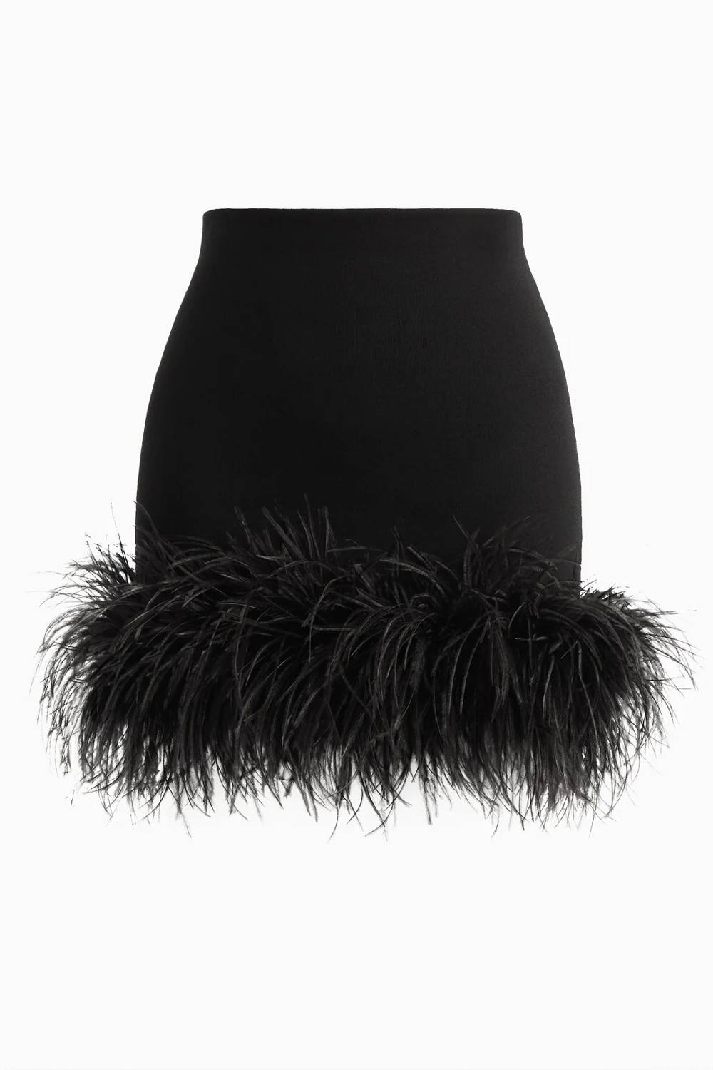 Cropped Jacket & Feather Hem Mini Skirt Two Piece Set