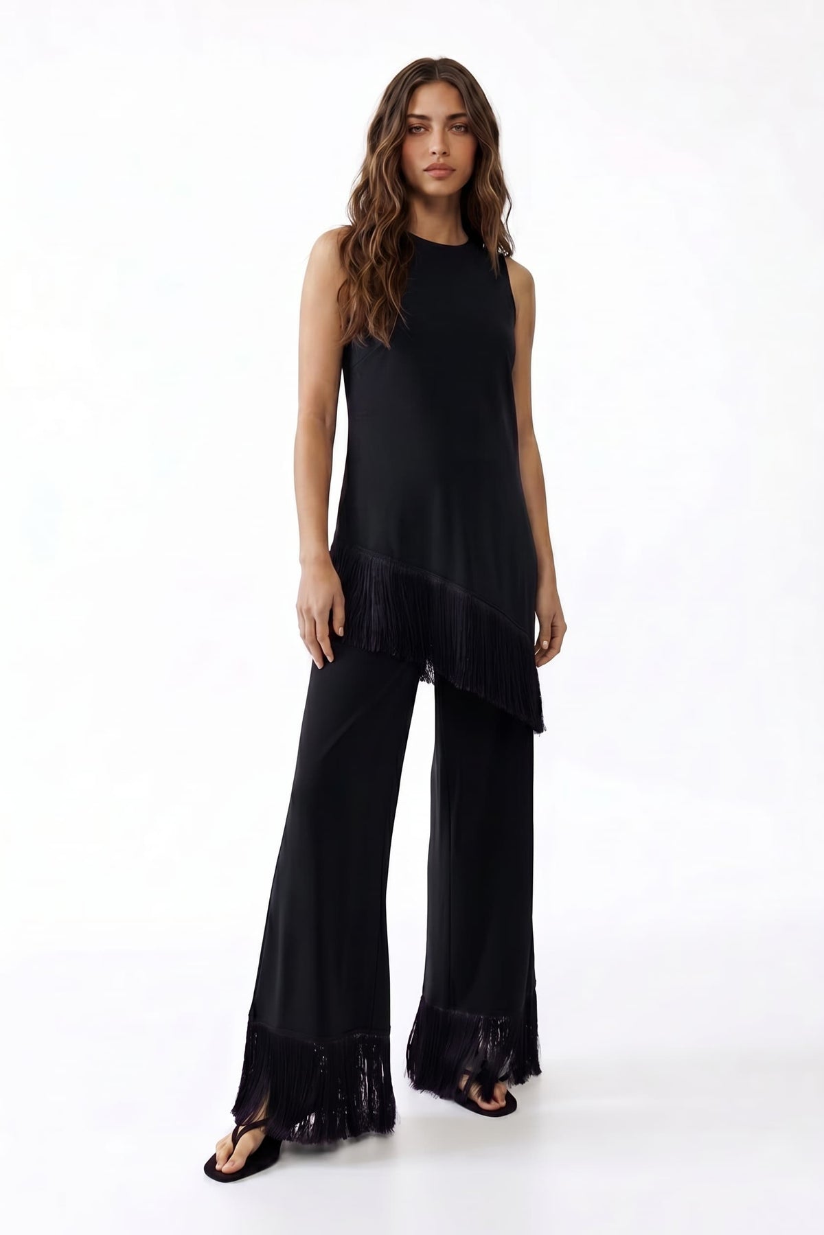Set aus Oberteil mit Quastendesign und Hose mit weitem Bein
