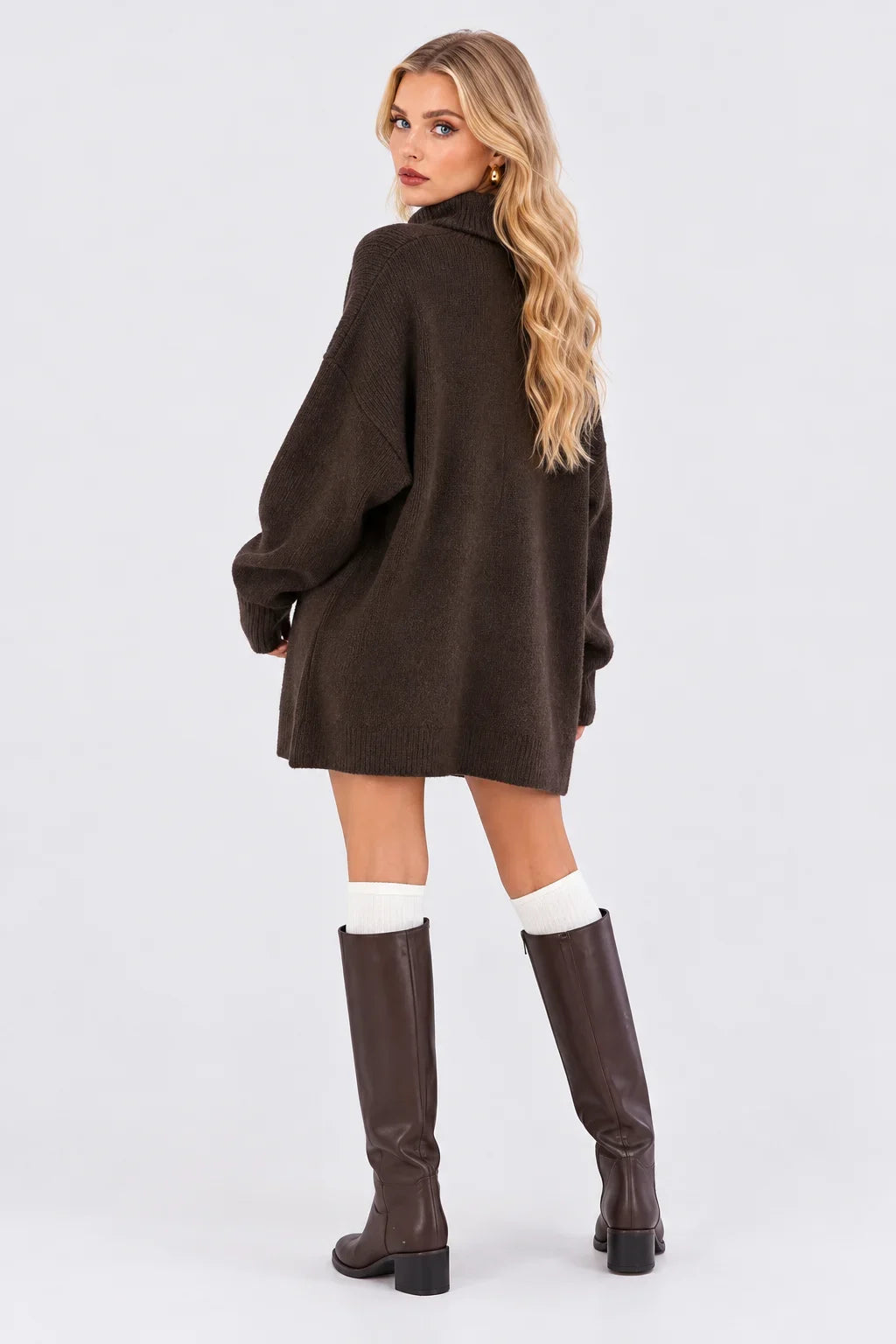 Turtleneck Drop Shoulder Oversized Knit Sweater Dress [erp-image:2b1a78a871783898471d2c93]