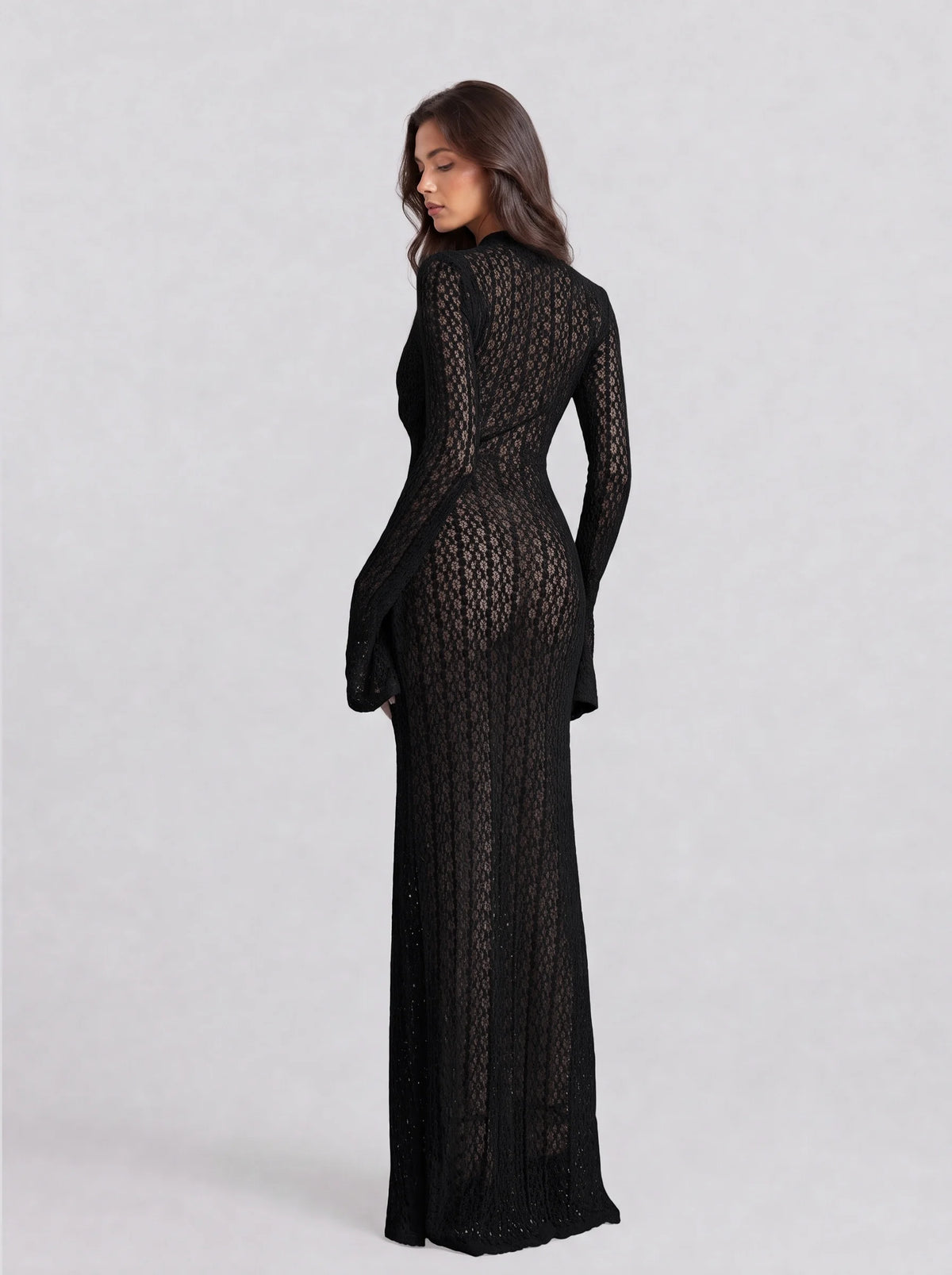Sheer lace asymmetrical beach vacation dress