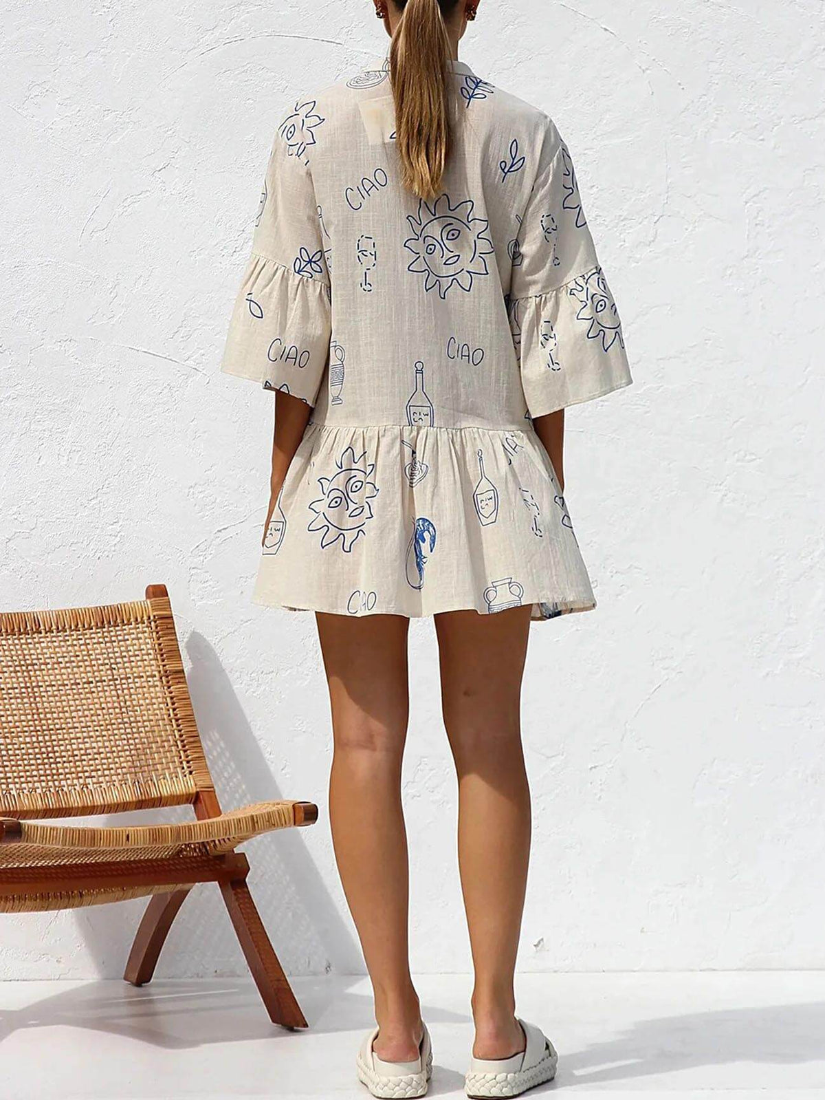 Vestido curto largo de estilo étnico