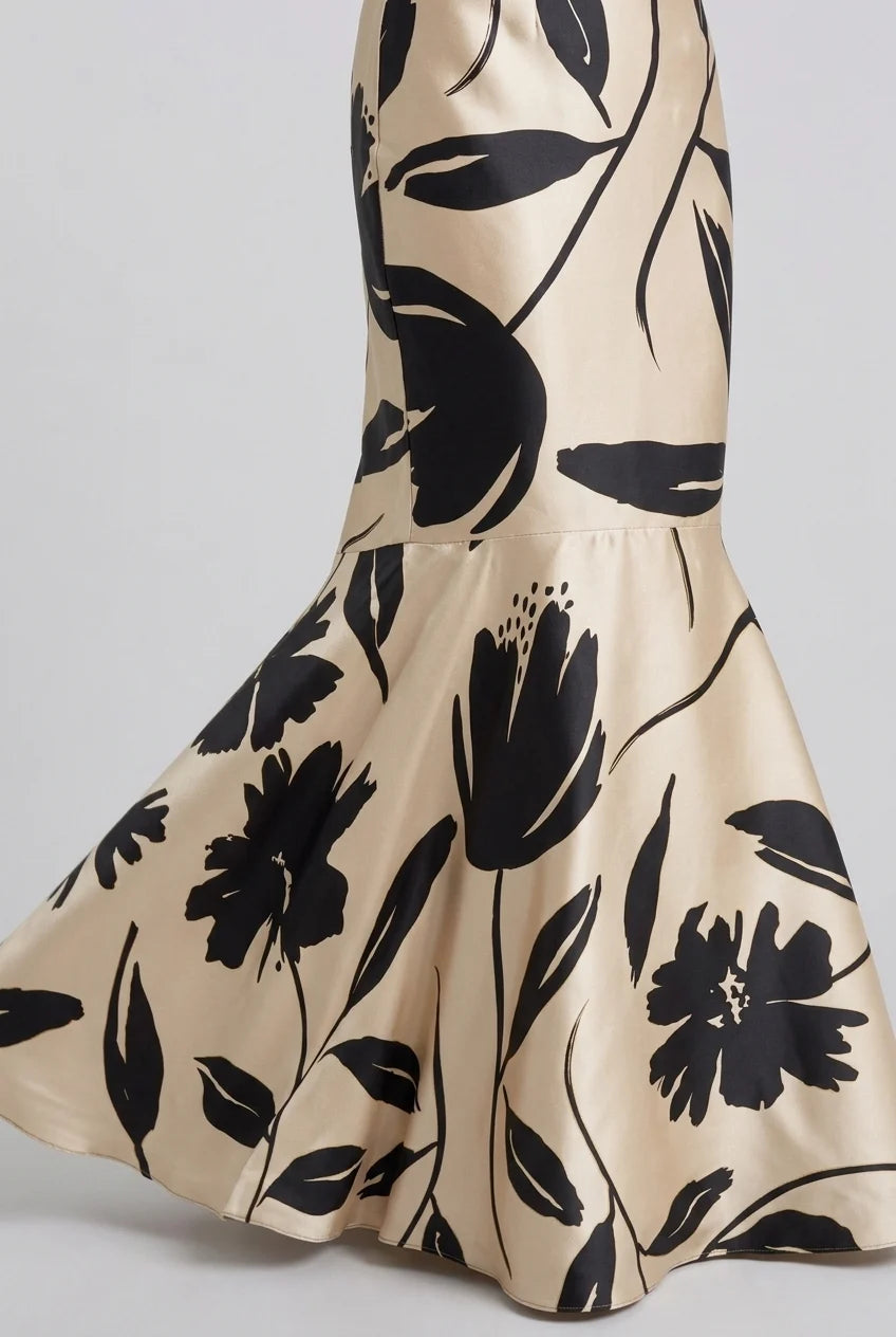 Ensemble deux pièces avec veste courte à imprimé floral et jupe sirène taille haute