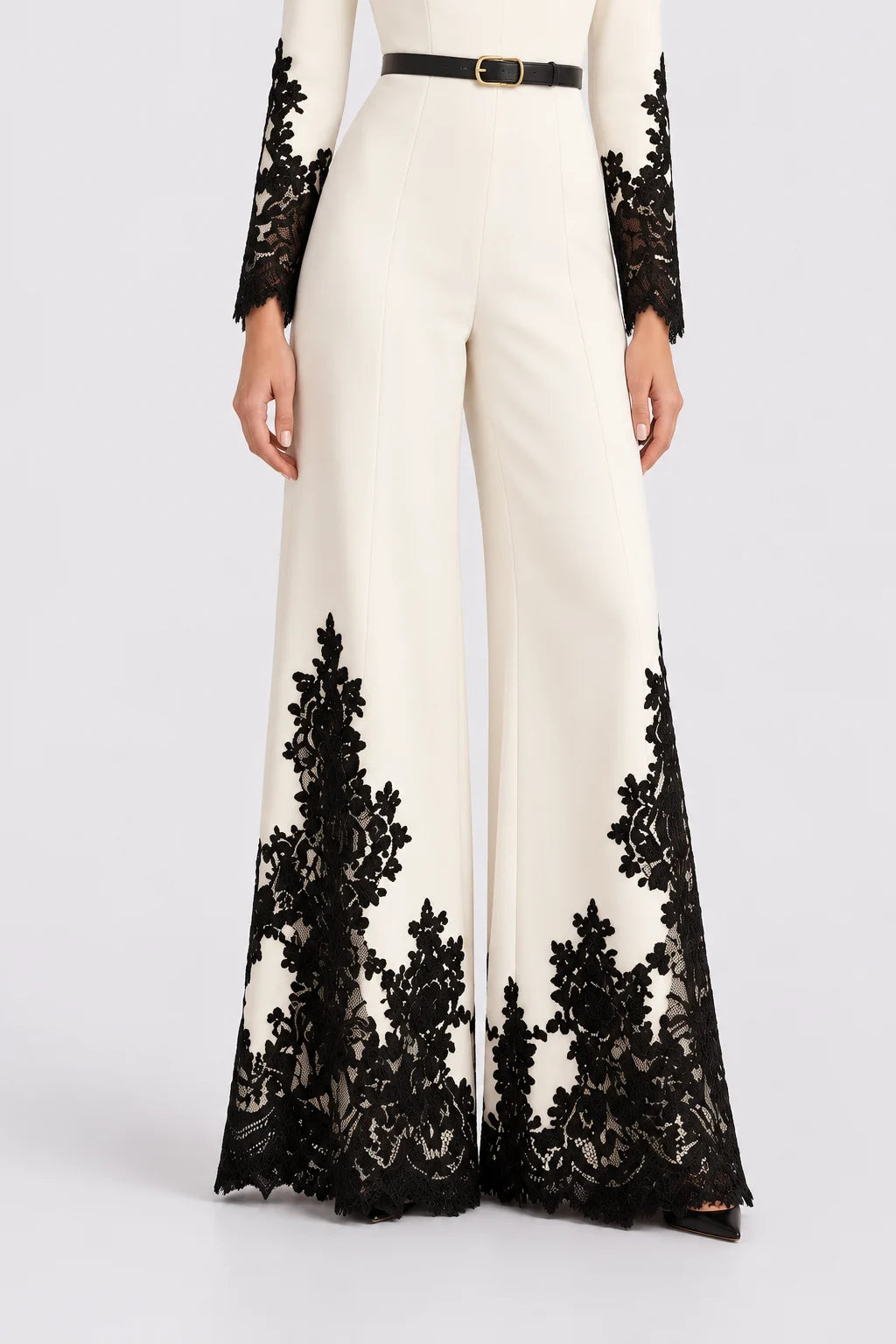 Elegant Long Sleeve Wide Leg Jumpsuit with Contrast Lace Trim [erp-image:c2da6d5bf226a38682f41345]