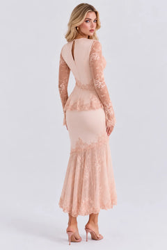 Lace Long Sleeve Peplum Top and Mermaid Midi Skirt Two Piece Set [erp-image:c1b5f4ccfa0e4078f0a156ed]