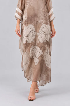 Floral Print Sheer Chiffon Kaftan Maxi Dress with Wide Sleeves [erp-image:16f8c89cb7ebf764d8b8c566]