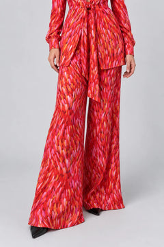 Red Brushstroke Print Tie Front Blazer and Wide Leg Pants Two Piece Set [erp-image:878c09a298deb3e3b5ab1d49]