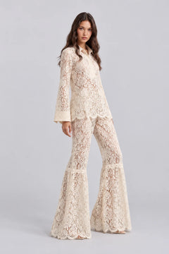 Vintage Floral Lace Long Sleeve Tunic Top and Flared Wide Leg Pants Set [erp-image:1fbe5e0ecd39d6096855a3f3]