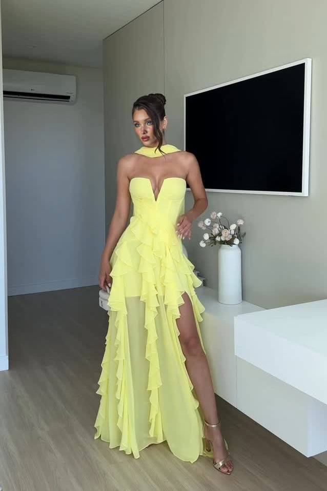 Ruffled Hem Scarf Design Maxi Dress