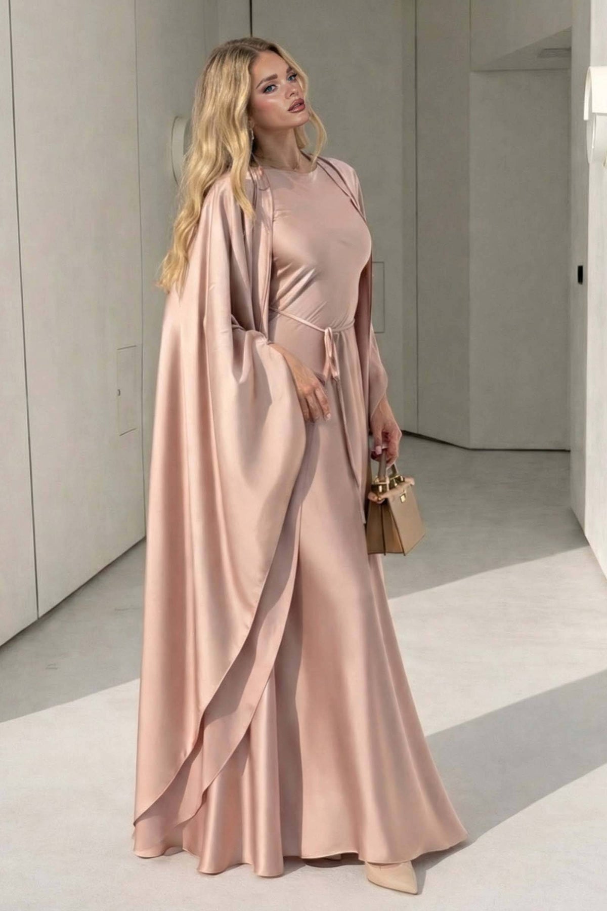 Short Sleeve Maxi Dress Shawl Set