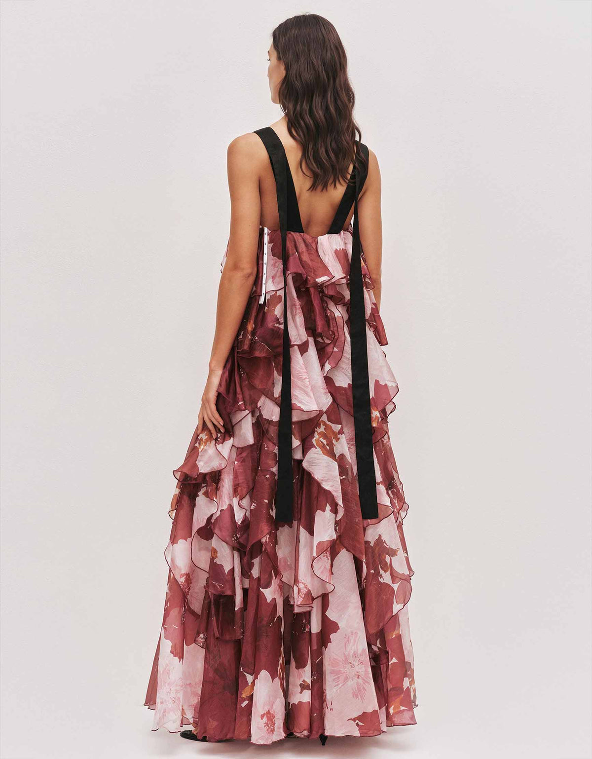 Exquisites Maxikleid mit Lagenlook, Blumenprint und Rüschen