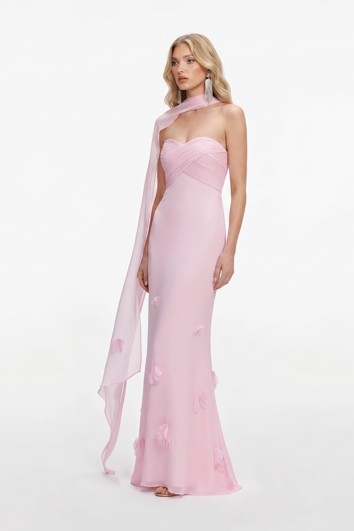 Maxikleid mit Tuchdesign und Blumenmotiv
