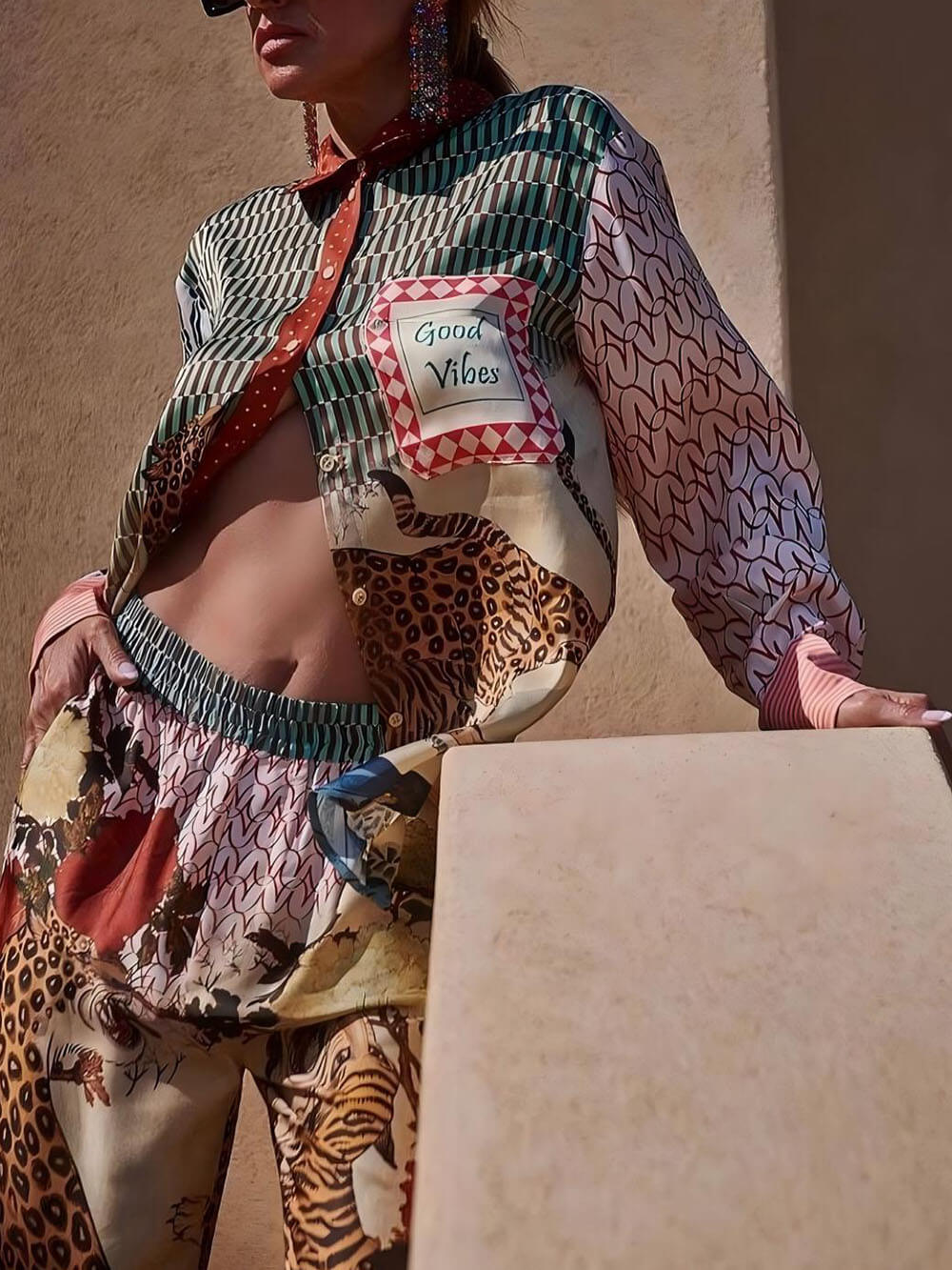 Pantalon à taille élastique, imprimé unique de tigre dans une jungle tropicale