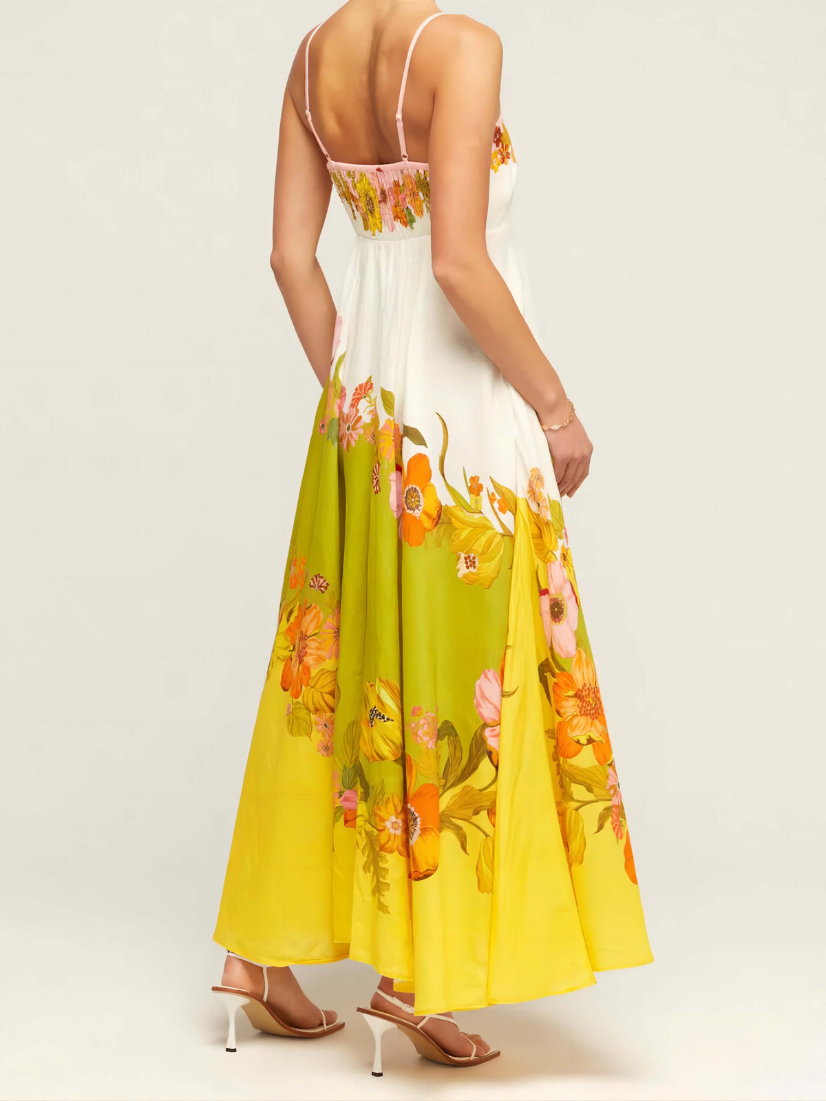Robe midi à bretelles, à imprimé sophistiqué, moderne et original