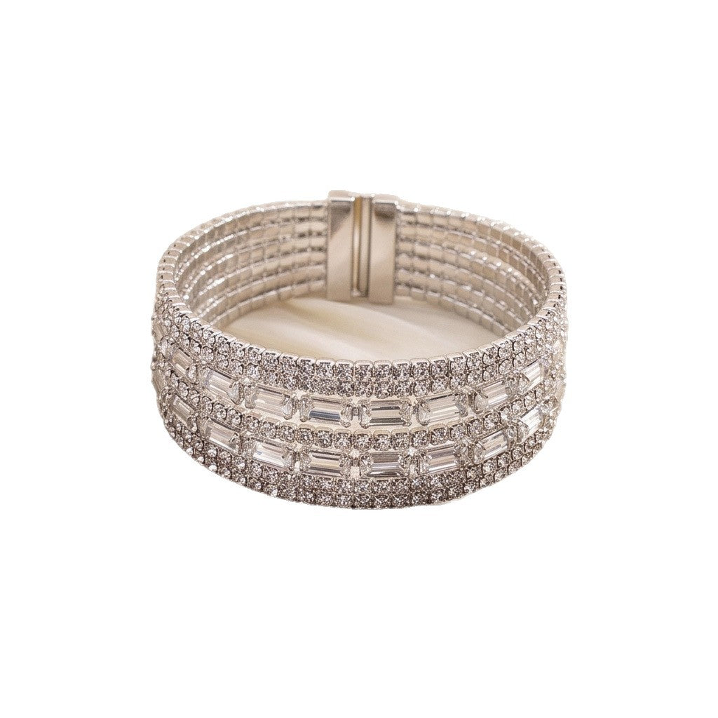 Cross-border Heavy-duty Wide-style Zircon Bracelet—sparkling Zircon Embellishments To Complement Evening Gowns.