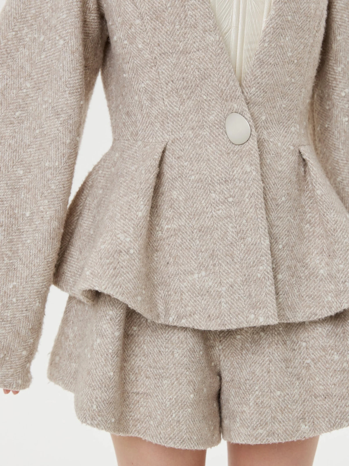 Women's Textured Tweed Peplum Blazer and Matching Two Piece Set