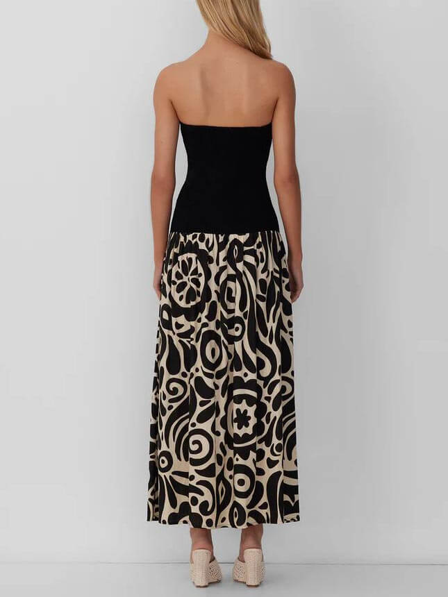 Robe midi bustier à imprimé floral, tendance