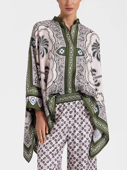 Unique Palm Tree Floral Single-breasted Super Loose Shirt