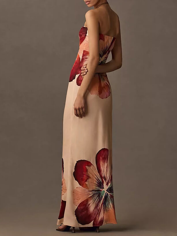 Robe midi moulante, imprimée et sexy, avec haut bandeau