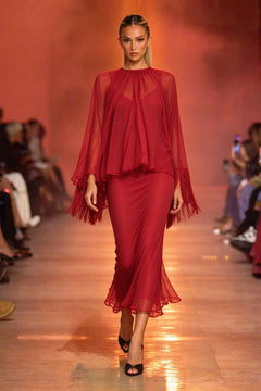 Red Fringe Capelet Top and Slip Midi Dress Two Piece Set [erp-image:50459e88b2caa37c9254b4db]