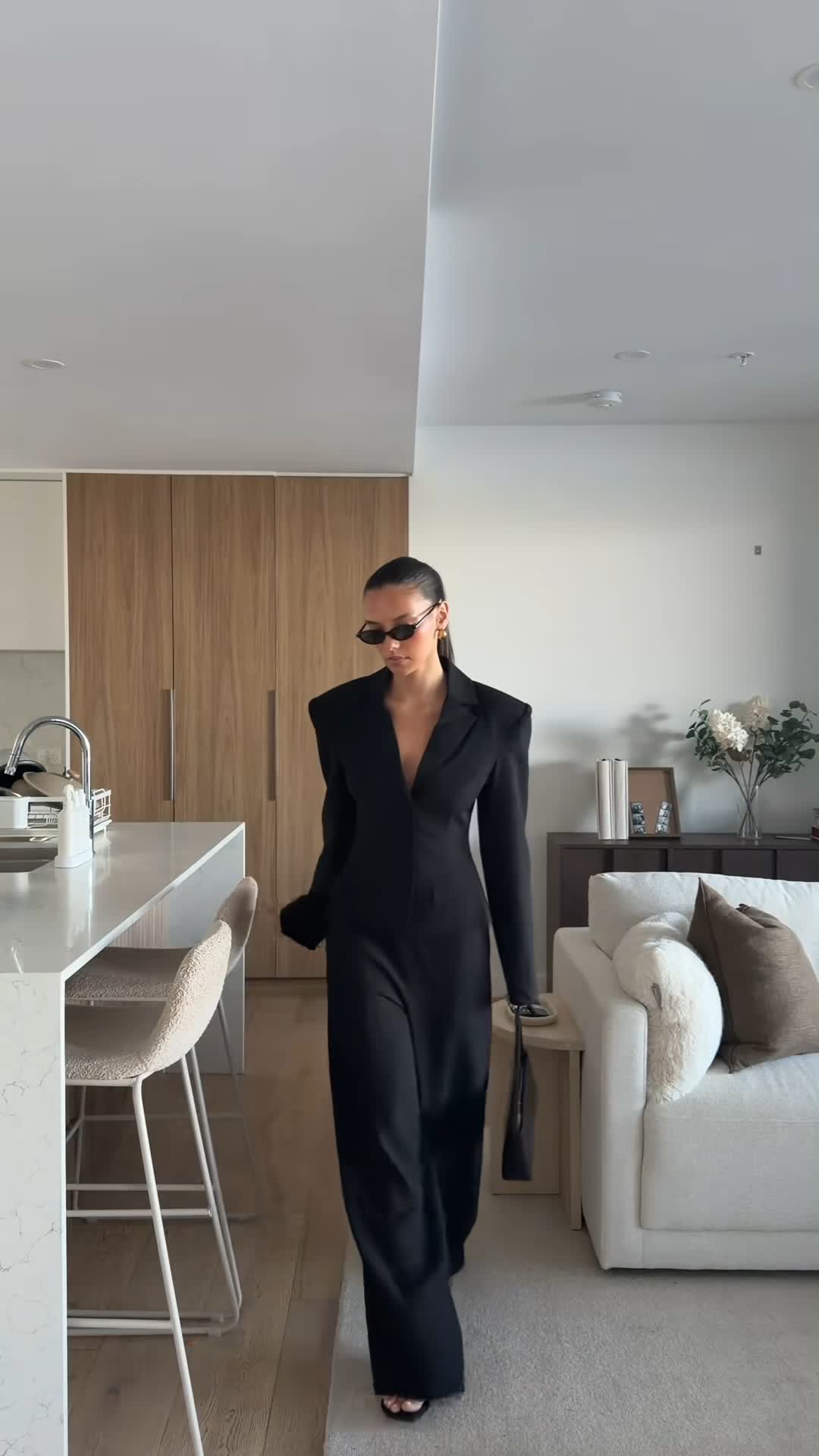 Fato de duas peças com blazer oversized e calças de perna larga