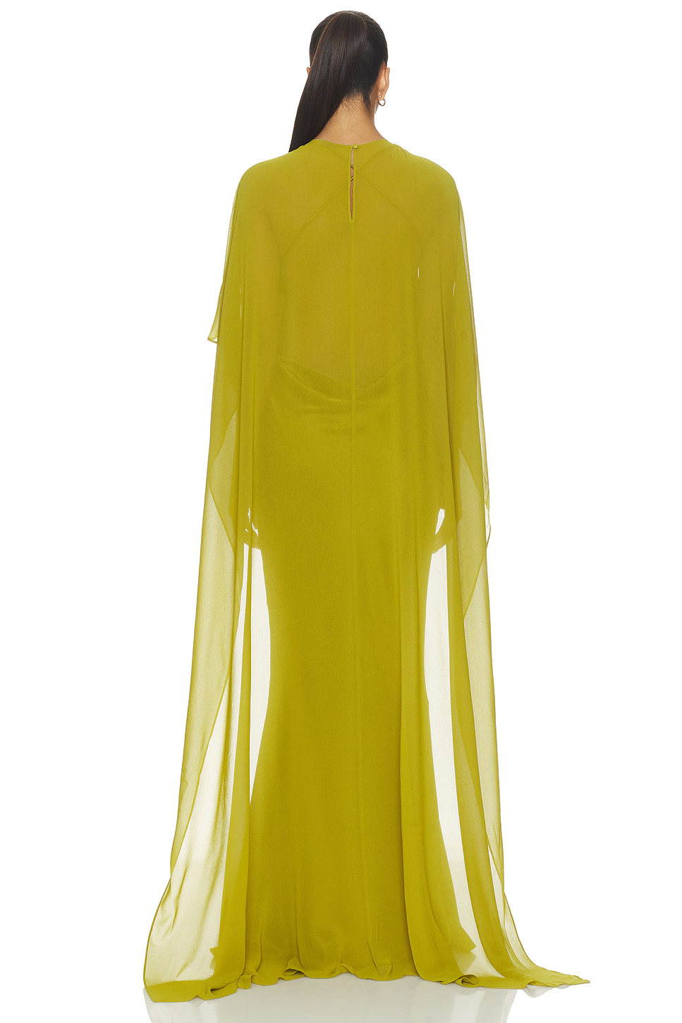 Olive Green Satin Poncho Long Dress