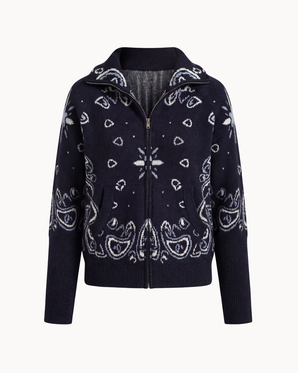 Grey Bandana Patterned Cardigan