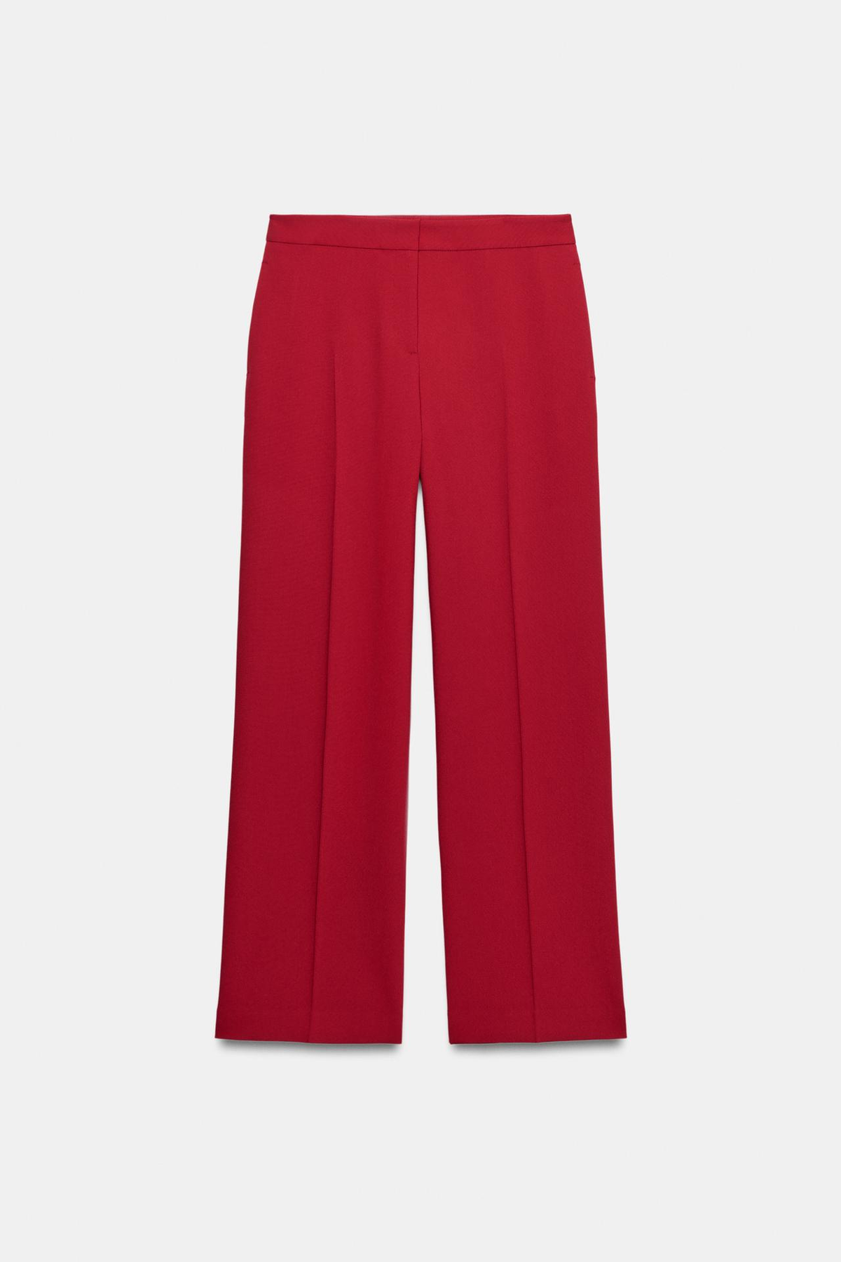Zweiteiler für Damen mit rotem Blazer und Hose mit weitem Bein, formelles Anzug-Outfit mit Reverskragen und Gürtel