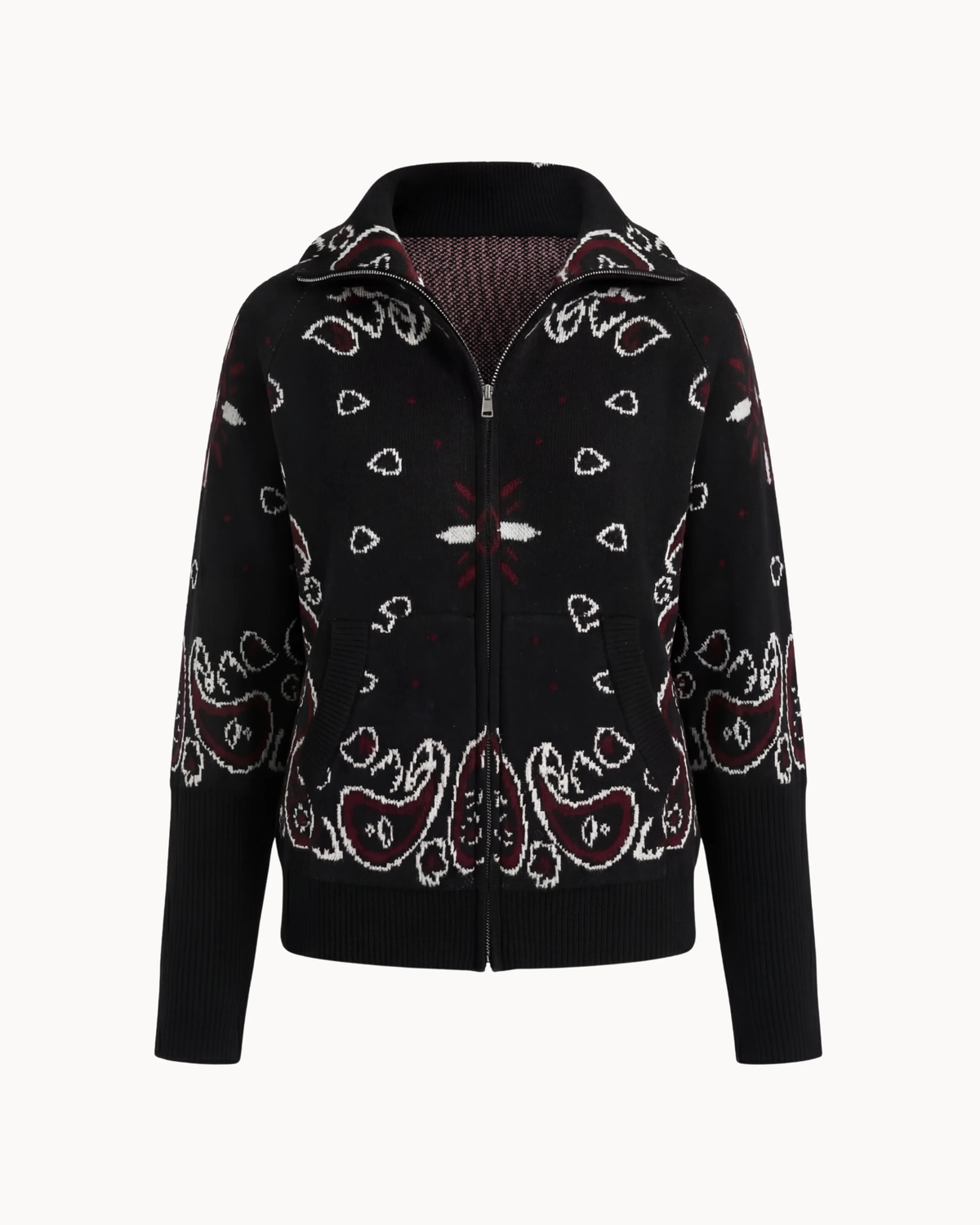 Grey Bandana Patterned Cardigan