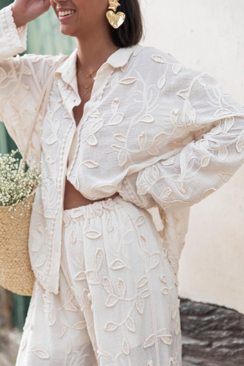 Einzigartiges, lässiges Hemd mit Resort-Flair und Jacquardmuster